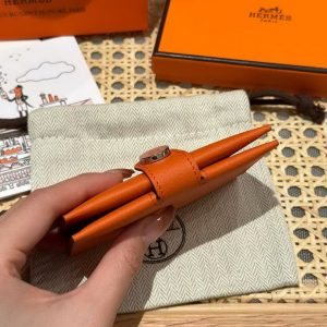Hermes R.M.S. Card Holder Handmade In Evecolor Calfskin Leather Enamel Fittings Hardware 93 Orange 9J Feu Orange - Image 11