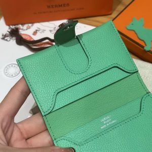 Hermes R.M.S. Card Holder Handmade In Evecolor Calfskin Leather Enamel Fittings Hardware 9D Jaune Ambre 0T Vert Comics - Image 9