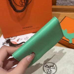 Hermes R.M.S. Card Holder Handmade In Evecolor Calfskin Leather Enamel Fittings Hardware 9D Jaune Ambre 0T Vert Comics - Image 14