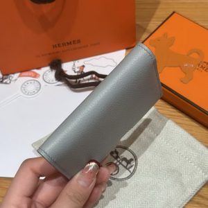 Hermes R.M.S. Card Holder Handmade In Evecolor Calfskin Leather Enamel Fittings Hardware 8U Blue Glacier 85 Ardoise - Image 14