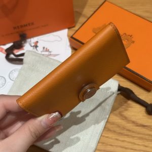 Hermes R.M.S. Card Holder Handmade In Evecolor Calfskin Leather Enamel Fittings Hardware i9 Apricot 37 Gold - Image 12