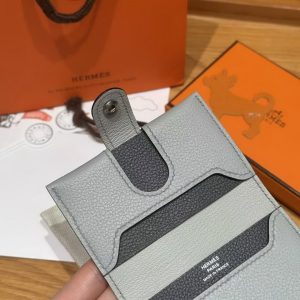 Hermes R.M.S. Card Holder Handmade In Evecolor Calfskin Leather Enamel Fittings Hardware 8U Blue Glacier 85 Ardoise - Image 9