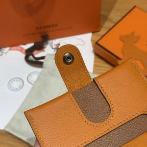 Hermes R.M.S. Card Holder Handmade In Evecolor Calfskin Leather Enamel Fittings Hardware i9 Apricot 37 Gold - Image 7