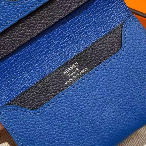 Hermes R.M.S. Card Holder Handmade In Evecolor Calfskin Leather Enamel Fittings Hardware 71 Bleu France 2Z Blue Nuit - Image 5