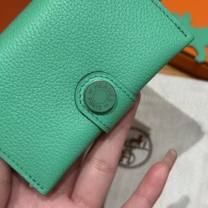 Hermes R.M.S. Card Holder Handmade In Evecolor Calfskin Leather Enamel Fittings Hardware 9D Jaune Ambre 0T Vert Comics - Image 3