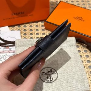 Hermes R.M.S. Card Holder Handmade In Evecolor Calfskin Leather Enamel Fittings Hardware 2Z Blue Nuit 1T Vert Titine - Image 11