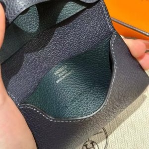 Hermes R.M.S. Card Holder Handmade In Evecolor Calfskin Leather Enamel Fittings Hardware 2Z Blue Nuit 1T Vert Titine - Image 5