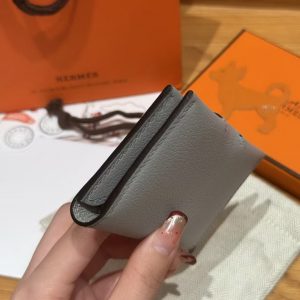Hermes R.M.S. Card Holder Handmade In Evecolor Calfskin Leather Enamel Fittings Hardware 8U Blue Glacier 85 Ardoise - Image 15