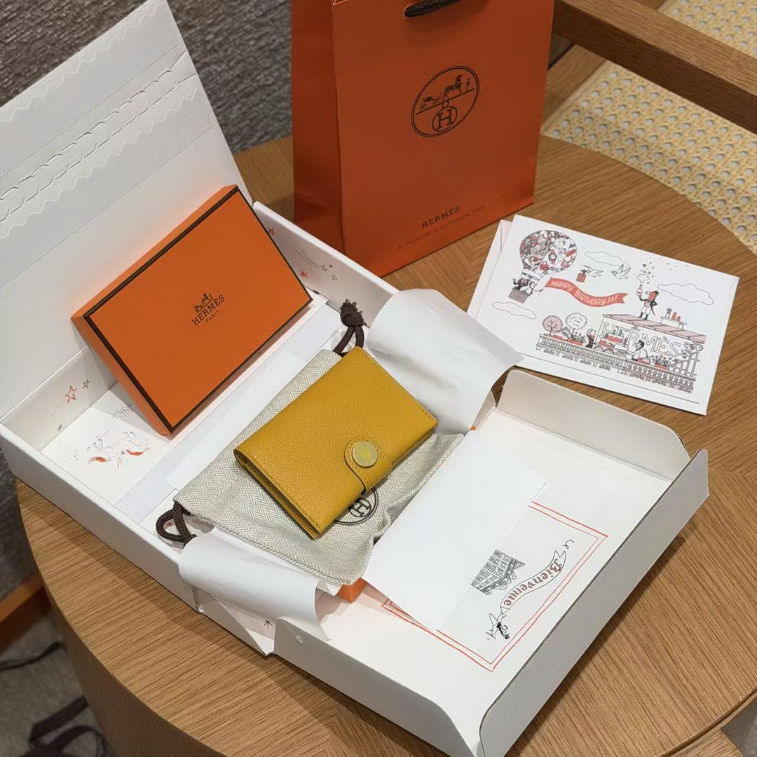 Hermes R.M.S. Card Holder Handmade In Evecolor Calfskin Leather Enamel Fittings Hardware 9D Jaune Ambre 9O Jaune Naples - Image 3