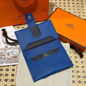 Hermes R.M.S. Card Holder Handmade In Evecolor Calfskin Leather Enamel Fittings Hardware 71 Bleu France 2Z Blue Nuit - Image 9