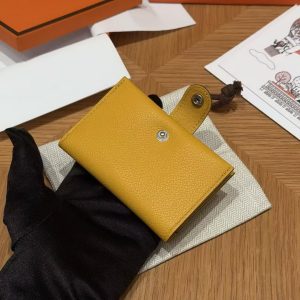 Hermes R.M.S. Card Holder Handmade In Evecolor Calfskin Leather Enamel Fittings Hardware 9D Jaune Ambre 9O Jaune Naples - Image 8