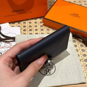 Hermes R.M.S. Card Holder Handmade In Evecolor Calfskin Leather Enamel Fittings Hardware 2Z Blue Nuit 1T Vert Titine - Image 10