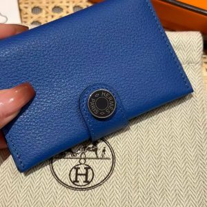 Hermes R.M.S. Card Holder Handmade In Evecolor Calfskin Leather Enamel Fittings Hardware 71 Bleu France 2Z Blue Nuit - Image 6