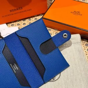 Hermes R.M.S. Card Holder Handmade In Evecolor Calfskin Leather Enamel Fittings Hardware 71 Bleu France 2Z Blue Nuit - Image 8