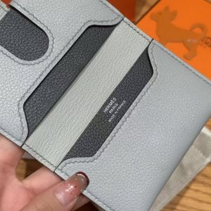 Hermes R.M.S. Card Holder Handmade In Evecolor Calfskin Leather Enamel Fittings Hardware 8U Blue Glacier 85 Ardoise - Image 12