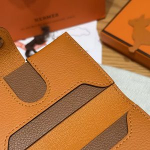 Hermes R.M.S. Card Holder Handmade In Evecolor Calfskin Leather Enamel Fittings Hardware i9 Apricot 37 Gold - Image 5