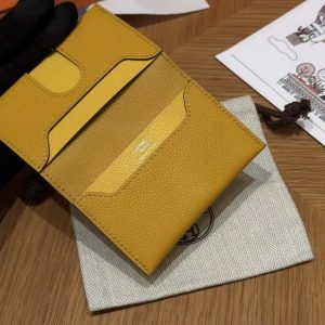 Hermes R.M.S. Card Holder Handmade In Evecolor Calfskin Leather Enamel Fittings Hardware 9D Jaune Ambre 9O Jaune Naples - Image 9