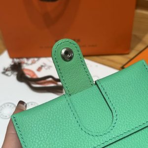 Hermes R.M.S. Card Holder Handmade In Evecolor Calfskin Leather Enamel Fittings Hardware 9D Jaune Ambre 0T Vert Comics - Image 6