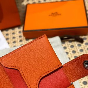 Hermes R.M.S. Card Holder Handmade In Evecolor Calfskin Leather Enamel Fittings Hardware 93 Orange 9J Feu Orange - Image 3