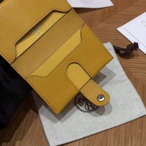 Hermes R.M.S. Card Holder Handmade In Evecolor Calfskin Leather Enamel Fittings Hardware 9D Jaune Ambre 9O Jaune Naples - Image 5