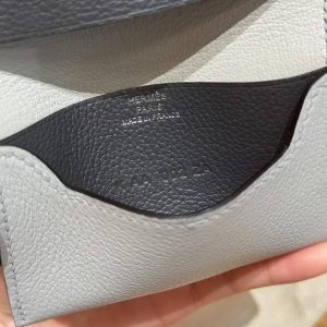 Hermes R.M.S. Card Holder Handmade In Evecolor Calfskin Leather Enamel Fittings Hardware 8U Blue Glacier 85 Ardoise - Image 11