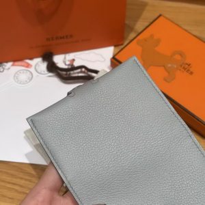 Hermes R.M.S. Card Holder Handmade In Evecolor Calfskin Leather Enamel Fittings Hardware 8U Blue Glacier 85 Ardoise - Image 6