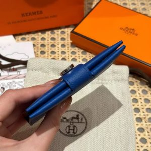 Hermes R.M.S. Card Holder Handmade In Evecolor Calfskin Leather Enamel Fittings Hardware 71 Bleu France 2Z Blue Nuit - Image 10