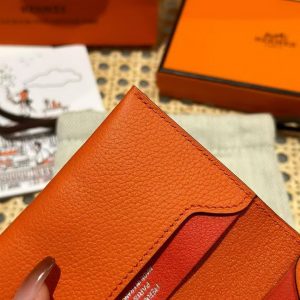 Hermes R.M.S. Card Holder Handmade In Evecolor Calfskin Leather Enamel Fittings Hardware 93 Orange 9J Feu Orange - Image 4