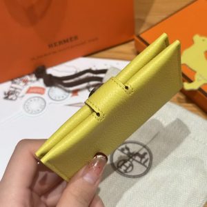 Hermes R.M.S. Card Holder Handmade In Evecolor Calfskin Leather Enamel Fittings Hardware 9r Lime U5 Rose Lipstick - Image 15