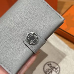 Hermes R.M.S. Card Holder Handmade In Evecolor Calfskin Leather Enamel Fittings Hardware 8U Blue Glacier 85 Ardoise - Image 3