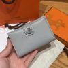 Hermes R.M.S. Card Holder Handmade In Evecolor Calfskin Leather Enamel Fittings Hardware 8U Blue Glacier 85 Ardoise