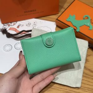 Hermes R.M.S. Card Holder Handmade In Evecolor Calfskin Leather Enamel Fittings Hardware 9D Jaune Ambre 0T Vert Comics