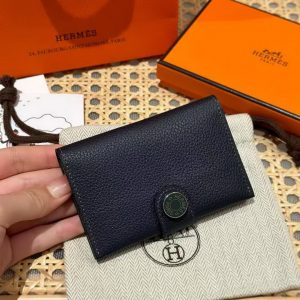 Hermes R.M.S. Card Holder Handmade In Evecolor Calfskin Leather Enamel Fittings Hardware 2Z Blue Nuit 1T Vert Titine