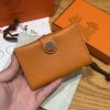 Hermes R.M.S. Card Holder Handmade In Evecolor Calfskin Leather Enamel Fittings Hardware i9 Apricot 37 Gold