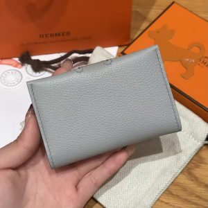 Alternative view of Hermes R.M.S. Card Holder Handmade In Evecolor Calfskin Leather Enamel Fittings Hardware 8U Blue Glacier 85 Ardoise
