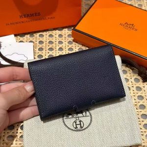 Alternative view of Hermes R.M.S. Card Holder Handmade In Evecolor Calfskin Leather Enamel Fittings Hardware 2Z Blue Nuit 1T Vert Titine