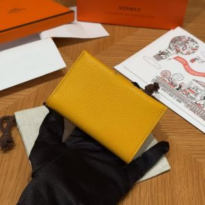 Alternative view of Hermes R.M.S. Card Holder Handmade In Evecolor Calfskin Leather Enamel Fittings Hardware 9D Jaune Ambre 9O Jaune Naples