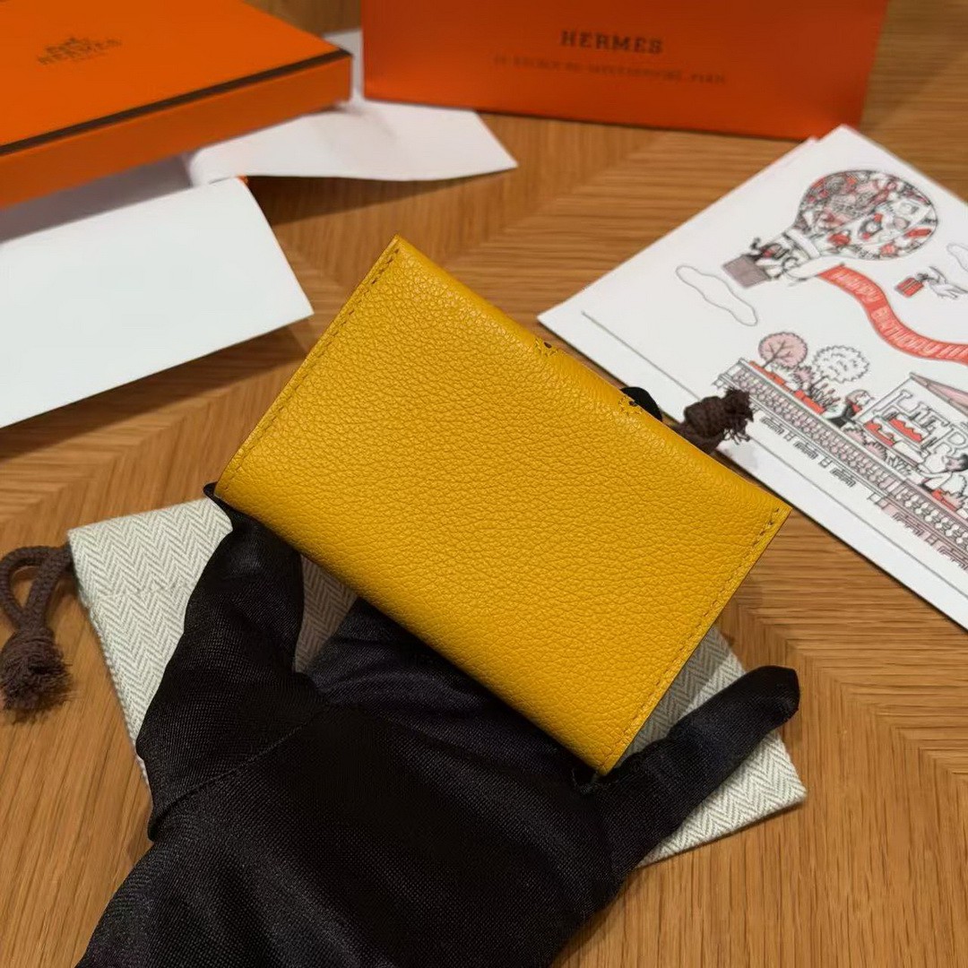 Hermes R.M.S. Card Holder Handmade In Evecolor Calfskin Leather Enamel Fittings Hardware 9D Jaune Ambre 9O Jaune Naples - Image 2