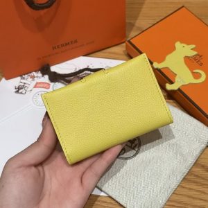 Alternative view of Hermes R.M.S. Card Holder Handmade In Evecolor Calfskin Leather Enamel Fittings Hardware 9r Lime U5 Rose Lipstick