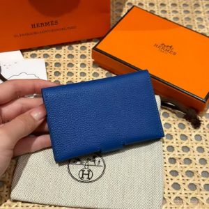 Alternative view of Hermes R.M.S. Card Holder Handmade In Evecolor Calfskin Leather Enamel Fittings Hardware 71 Bleu France 2Z Blue Nuit