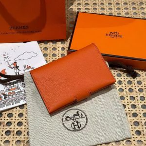Alternative view of Hermes R.M.S. Card Holder Handmade In Evecolor Calfskin Leather Enamel Fittings Hardware 93 Orange 9J Feu Orange