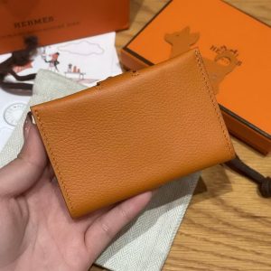 Alternative view of Hermes R.M.S. Card Holder Handmade In Evecolor Calfskin Leather Enamel Fittings Hardware i9 Apricot 37 Gold