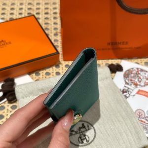 Hermes R.M.S. Card Holder Handmade In Evecolor Calfskin Leather Enamel Fittings Hardware 6u Vert D'Eau 9o Jaune De Naples - Image 13