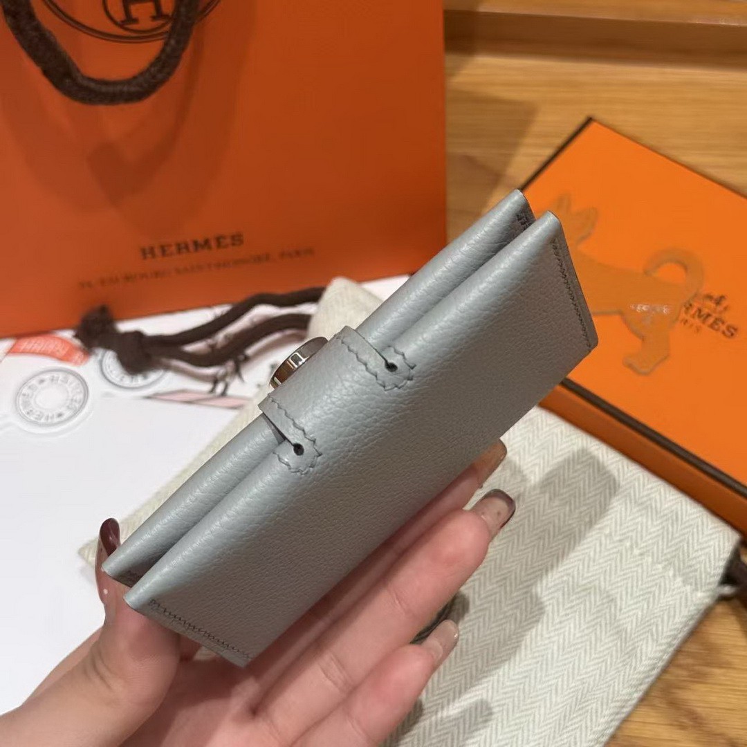Hermes R.M.S. Card Holder Handmade In Evecolor Calfskin Leather Enamel Fittings Hardware 8U Blue Glacier 85 Ardoise - Image 17