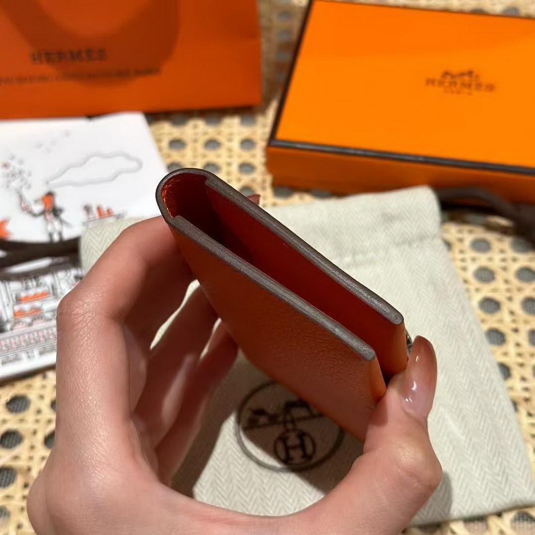 Hermes R.M.S. Card Holder Handmade In Evecolor Calfskin Leather Enamel Fittings Hardware 93 Orange 9J Feu Orange - Image 13