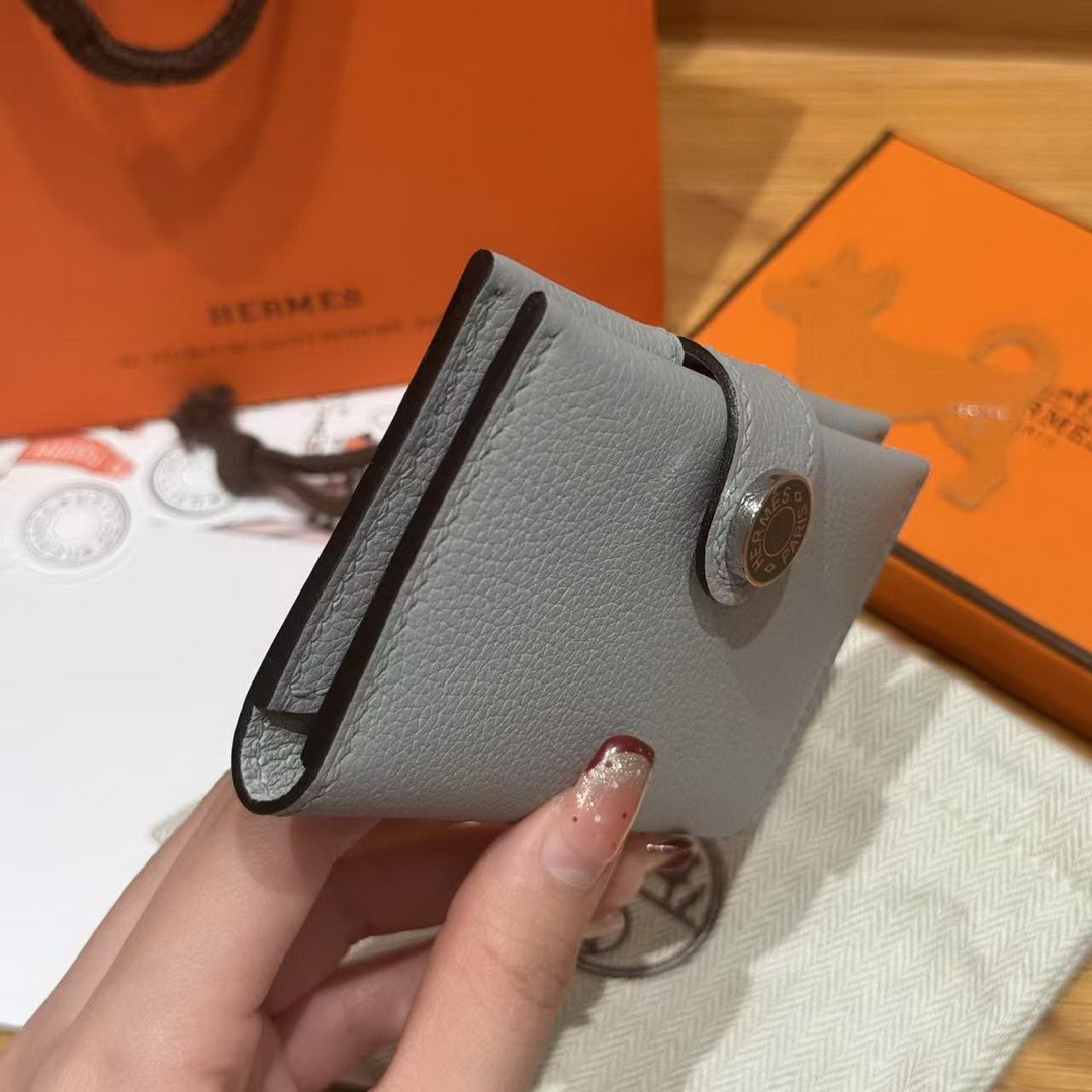 Hermes R.M.S. Card Holder Handmade In Evecolor Calfskin Leather Enamel Fittings Hardware 8U Blue Glacier 85 Ardoise - Image 16