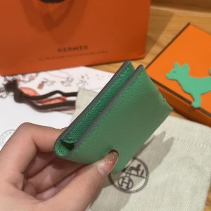 Hermes R.M.S. Card Holder Handmade In Evecolor Calfskin Leather Enamel Fittings Hardware 9D Jaune Ambre 0T Vert Comics - Image 16