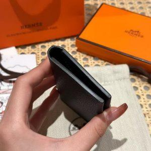 Hermes R.M.S. Card Holder Handmade In Evecolor Calfskin Leather Enamel Fittings Hardware 2Z Blue Nuit 1T Vert Titine - Image 12