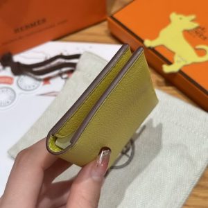 Hermes R.M.S. Card Holder Handmade In Evecolor Calfskin Leather Enamel Fittings Hardware 9r Lime U5 Rose Lipstick - Image 16