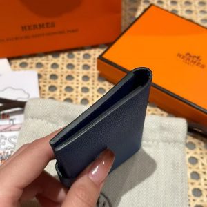 Hermes R.M.S. Card Holder Handmade In Evecolor Calfskin Leather Enamel Fittings Hardware 71 Bleu France 2Z Blue Nuit - Image 12